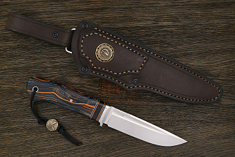 Нож разделочный Геннадия Дедюхина Универсал, клинок 132мм, сталь M398, рукоять чёрно-оранжевая