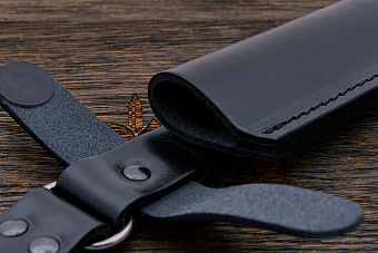 Ножны с фиксирующим хлястиком, для ножей с клинком до 150×35мм, черные