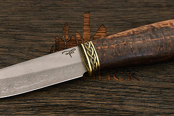 Разделочный нож Игоря Пампуха Модель 073, клинок 100мм, булат легированный, рукоять стаб. к. береза