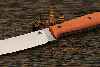 Нож туристический Мастерской Тать Горностай, клинок 105мм, сталь Cor-X, рукоять G10 оранжевый 3D