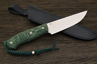 Нож туристический Ножинск-PRO Корсар, клинок 142мм, сталь AR-RPM9, рукоять микарта чёрно-зелёная