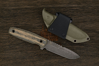 Нож тактический Нож с Котом Тир, клинок 108мм, сталь AUS-10Co, рукоять микарта песочно-чёрная