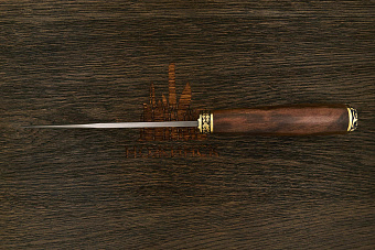 Разделочный нож Игоря Пампуха Модель 007, клинок 145мм, булат легированный, рукоять орех Т1