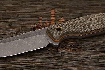 Нож EDC Нож с Котом Пионер 2, клинок 88мм, сталь VG-10, рукоять микарта олива