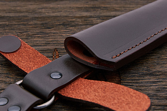 Ножны с фиксирующим хлястиком, для ножей с клинком до 140×28мм, коричневые