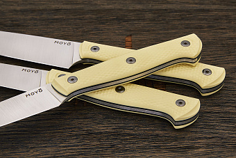 Нож кухонный MOYO Аппарель овощной 100мм, сталь AR-RPM9, рукоять G10-extra слоновая кость