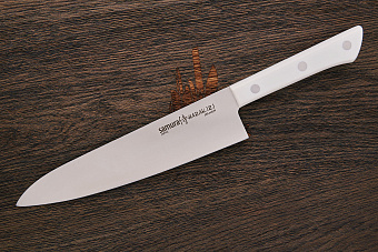 Нож кухонный Samura шеф 208мм, сталь AUS-8, рукоять пластик белый