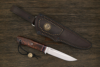 Нож туристический Геннадия Дедюхина Воркер, клинок 127мм, сталь CPM S90V, рукоять дерево Т1