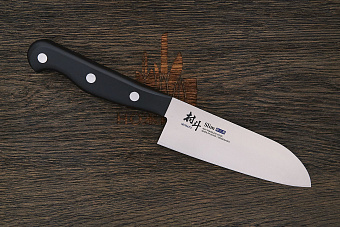 Нож кухонный Shimomura сантоку 145мм, сталь молибден-ванадиевая