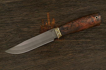 Разделочный нож Игоря Пампуха Модель 007, клинок 145мм, булат легированный, рукоять стаб. к. береза