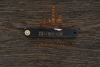 Складной нож хигоноками, клинок 80мм, сталь SK-5, рукоять сталь черная