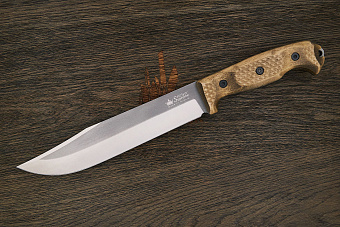 Нож туристический Kizlyar Supreme Bastardo, клинок 216мм, сталь 420HC, рукоять орех