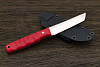 Нож туристический Геннадия Дедюхина Танто, клинок 120мм, сталь Elmax, рукоять микарта красная - фото №5