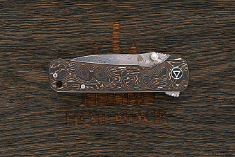 Нож складной QSP Hawk, клинок 82мм, дамаск нержавеющий, рукоять карбон