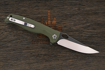 Нож складной QSP Gavial, клинок 102мм, сталь D2, рукоять G10 оливковый
