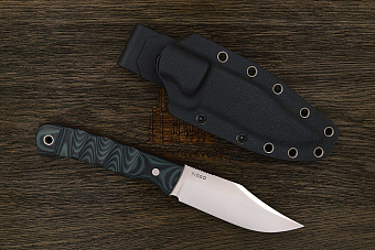 Нож туристический Геннадия Дедюхина Балем, клинок 120мм, сталь N690, рукоять микарта черно-серая