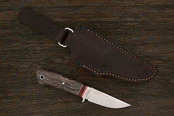 Нож шкуросъемный Геннадия Дедюхина Упёртый, клинок 89мм, сталь N690, рукоять микарта коричневый