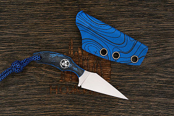 Нож EDC Владимира Толкачева, клинок 55мм, сталь Elmax, рукоять карбон черно-синий