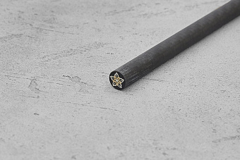 Мозаичный пин "Цветок-IV" 8,0x100 мм, контур - карбон, центр - сталь, латунь черный