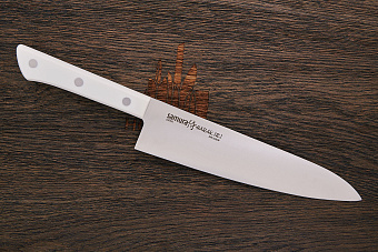 Нож кухонный Samura шеф 208мм, сталь AUS-8, рукоять пластик белый