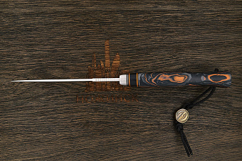 Нож разделочный Геннадия Дедюхина Универсал, клинок 132мм, сталь M398, рукоять чёрно-оранжевая