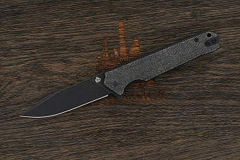 Нож складной QSP Mamba V2, клинок 89мм, сталь D2, рукоять микарта чёрная