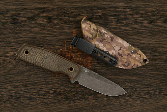 Нож EDC Нож с Котом Пионер 2, клинок 88мм, сталь VG-10, рукоять микарта олива