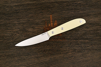 Нож кухонный MOYO Геликон овощной 105мм, сталь AR-RPM9, рукоять G10-extra слоновая кость