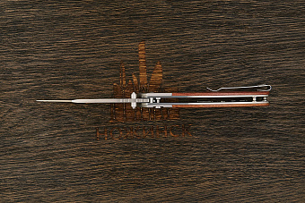 Нож складной CJRB Pyrite Bowie, клинок 80мм, сталь AR-RPM9, рукоять комбинированный: дерево, сталь