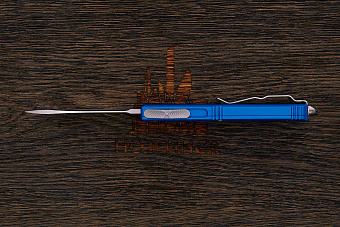Автоматический складной нож Microtech Ultratech S/E, сталь CTS-204P, рукоять алюминий голубой