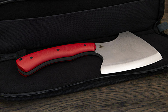 Топорик кухонный Мастерской Тать 120мм, сталь 50Х14МФ, G-10 красный