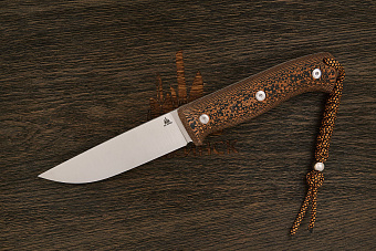 Нож туристический Ножинск-PRO Бушкрафт, клинок 115мм, сталь AR-RPM9, рукоять микарта чёрно-оранжевая