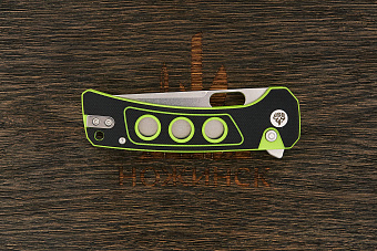 Нож складной QSP Unicorn, клинок 83мм, сталь Sandvik 14C28N, рукоять микарта чёрно-салатовая