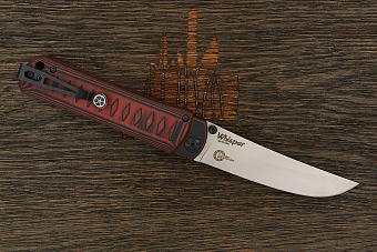 Нож складной Kizlyar Supreme Whisper, клинок 96мм, сталь AUS10Co, рукоять G10 чёрно-красный