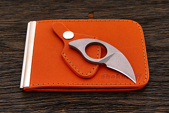 Кошелек с зажимом для денег и ножом оранжевый
