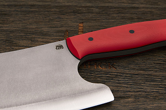 Топорик кухонный Мастерской Тать 190мм, сталь 50Х14МФ, G-10 красный