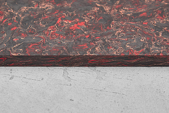 Карбон хаотичный, плашка 130x85x8мм, красный с медной пудрой