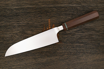 Нож кухонный UralEDC сантоку 180мм, сталь 95Х18, рукоять дерево