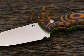 Нож туристический Геннадия Дедюхина Хэлпер, клинок 89мм, сталь Elmax, рукоять микарта черно-оранж.