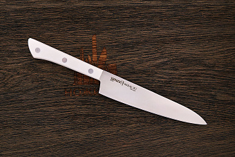 Кухонный набор Samura из 2-х ножей и пилы, сталь AUS-8, рукоять пластик белый