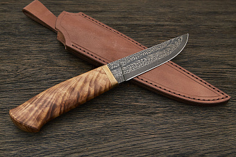 Авторский разделочный нож, сталь дамаск