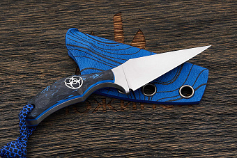 Нож EDC Владимира Толкачева, клинок 55мм, сталь Elmax, рукоять карбон черно-синий