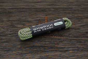 Шнурки для обуви, 100см, зеленые неон/черная сетка