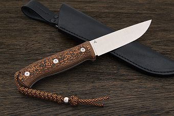 Нож туристический Ножинск-PRO Бушкрафт, клинок 115мм, сталь AR-RPM9, рукоять микарта чёрно-оранжевая