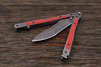 Нож балисонг Mr.Blade MadCap, сталь 8Cr14, рукоять сталь/G10 красный
