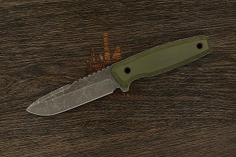 Нож тактический Нож с Котом Тир, клинок 108мм, сталь AUS-10Co, рукоять G10 оливковая