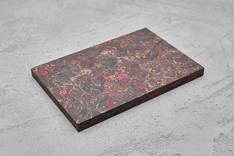 Карбон хаотичный, плашка 130x85x8мм, красный с медной пудрой