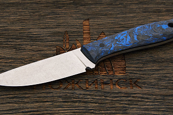 Нож EDC Владимира Толкачева ТузЪ, клинок 78мм, сталь AR-RPM9, рукоять карбон черно-синий