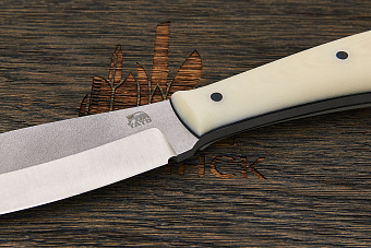 Нож канадский Мастерской Тать Барсук, клинок 124мм, сталь Elmax, рукоять микарта белая