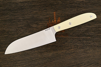 Нож кухонный MOYO Геликон сантоку 175мм, сталь AR-RPM9, рукоять G10-extra слоновая кость